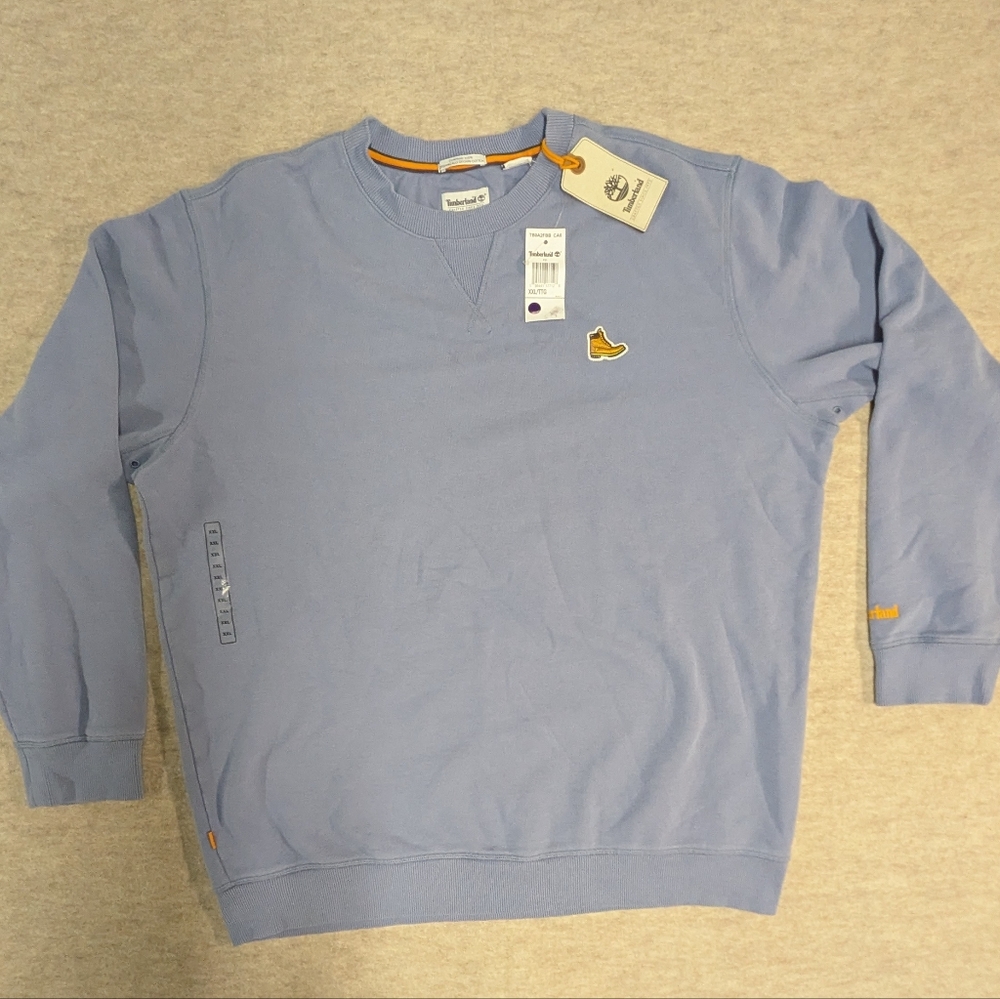 *NWT Timberland Boot Patch Organic Cotton Soft Pale Blue Sweatshirt Size XXL